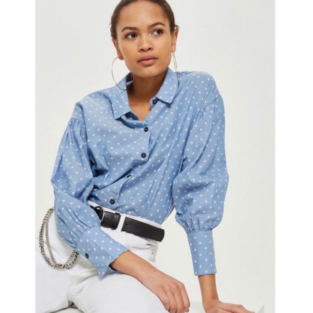 Topshop | chambray star buttondown shirt
